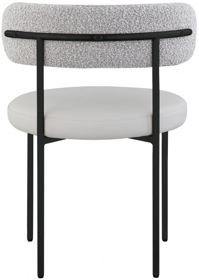Beacon Cream Vegan Leather And Boucle Fabric Upholstered Dining Chair in Taupe, Set of 2 - 881Taupe-C