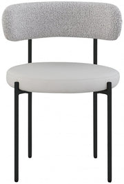 Beacon Cream Vegan Leather And Boucle Fabric Upholstered Dining Chair in Taupe, Set of 2 - 881Taupe-C