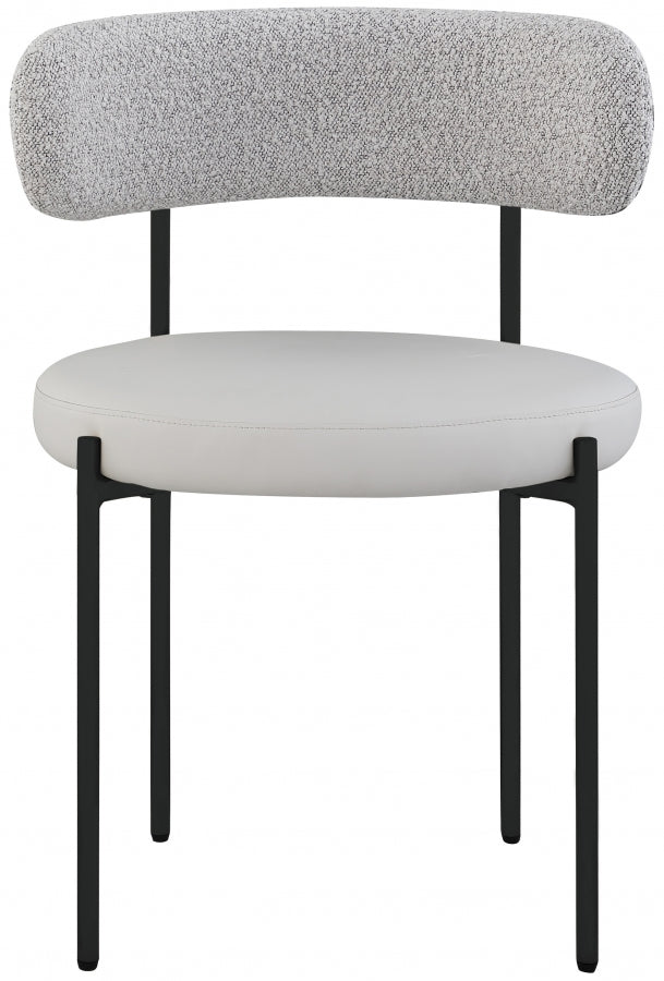 Beacon Cream Vegan Leather And Boucle Fabric Upholstered Dining Chair in Taupe, Set of 2 - 881Taupe-C