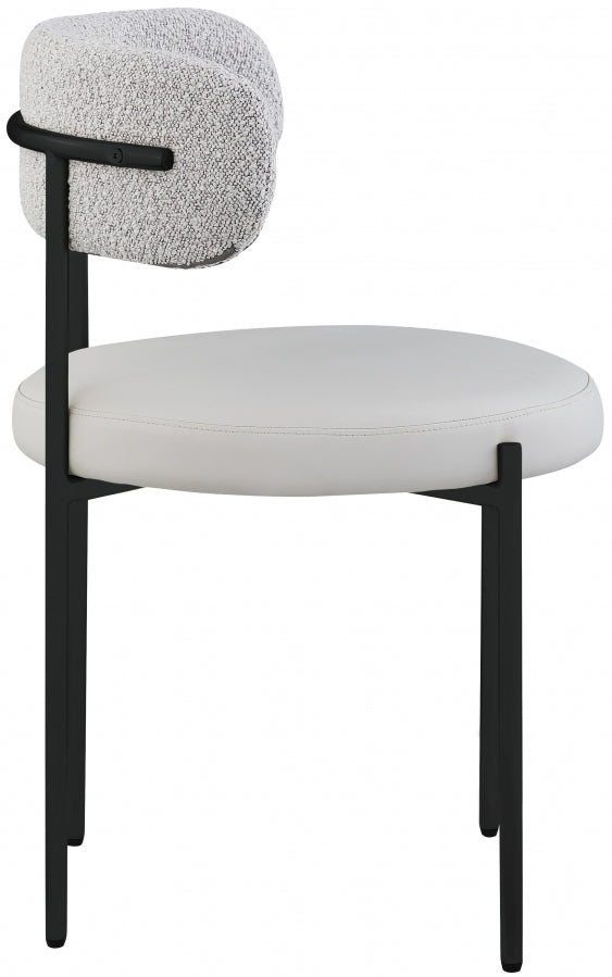 Beacon Cream Vegan Leather And Boucle Fabric Upholstered Dining Chair in Taupe, Set of 2 - 881Taupe-C
