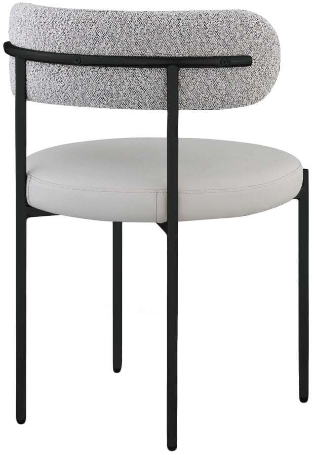 Beacon Cream Vegan Leather And Boucle Fabric Upholstered Dining Chair in Taupe, Set of 2 - 881Taupe-C