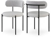 Beacon Cream Vegan Leather And Boucle Fabric Upholstered Dining Chair in Taupe, Set of 2 - 881Taupe-C