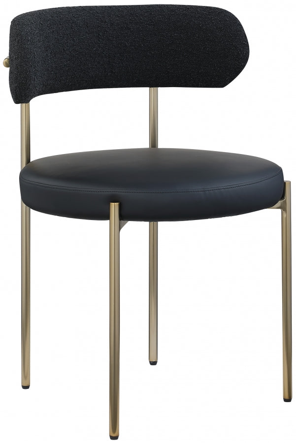 Beacon Vegan Leather And Boucle Fabric Upholstered Dining Chair in Black, Set of 2 - 886Black-C