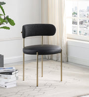 Beacon Vegan Leather And Boucle Fabric Upholstered Dining Chair in Black, Set of 2 - 886Black-C