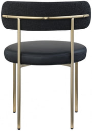 Beacon Vegan Leather And Boucle Fabric Upholstered Dining Chair in Black, Set of 2 - 886Black-C