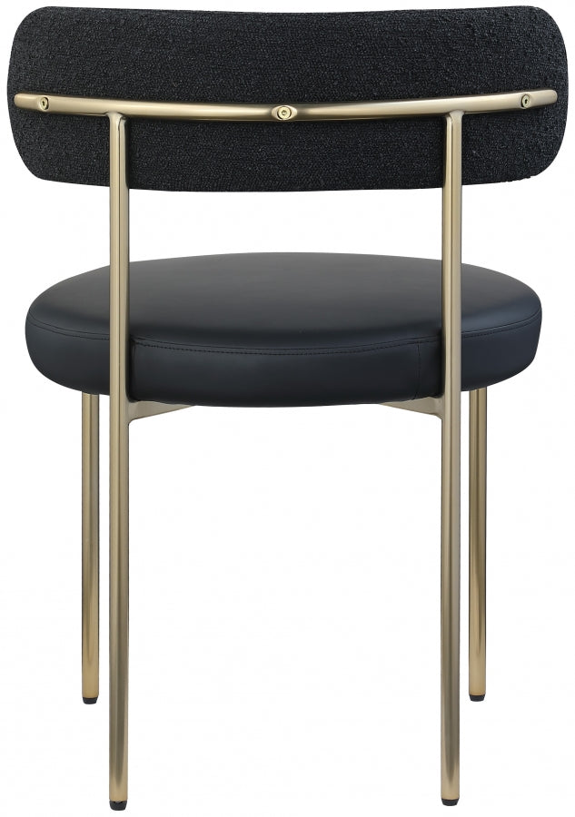 Beacon Vegan Leather And Boucle Fabric Upholstered Dining Chair in Black, Set of 2 - 886Black-C