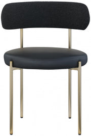 Beacon Vegan Leather And Boucle Fabric Upholstered Dining Chair in Black, Set of 2 - 886Black-C