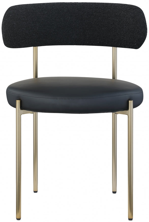 Beacon Vegan Leather And Boucle Fabric Upholstered Dining Chair in Black, Set of 2 - 886Black-C