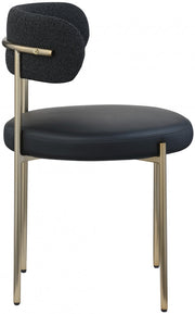 Beacon Vegan Leather And Boucle Fabric Upholstered Dining Chair in Black, Set of 2 - 886Black-C