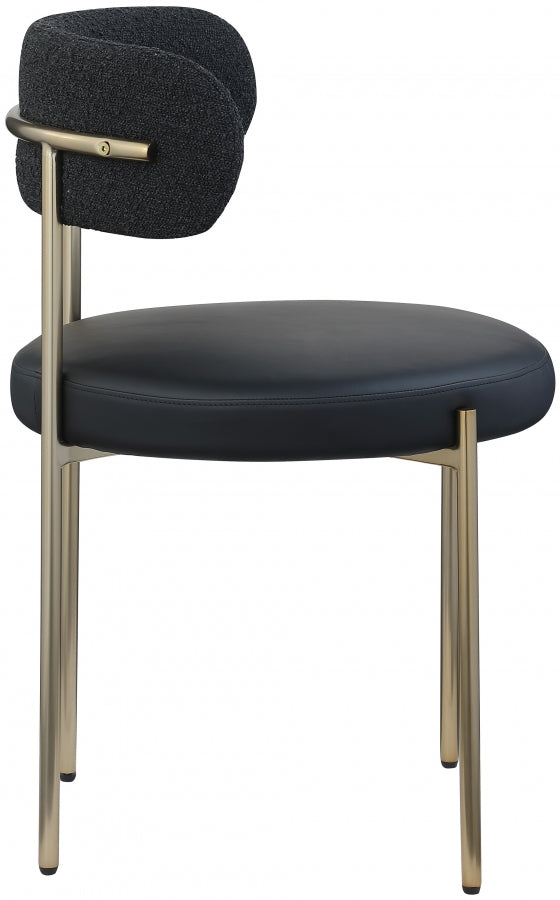 Beacon Vegan Leather And Boucle Fabric Upholstered Dining Chair in Black, Set of 2 - 886Black-C