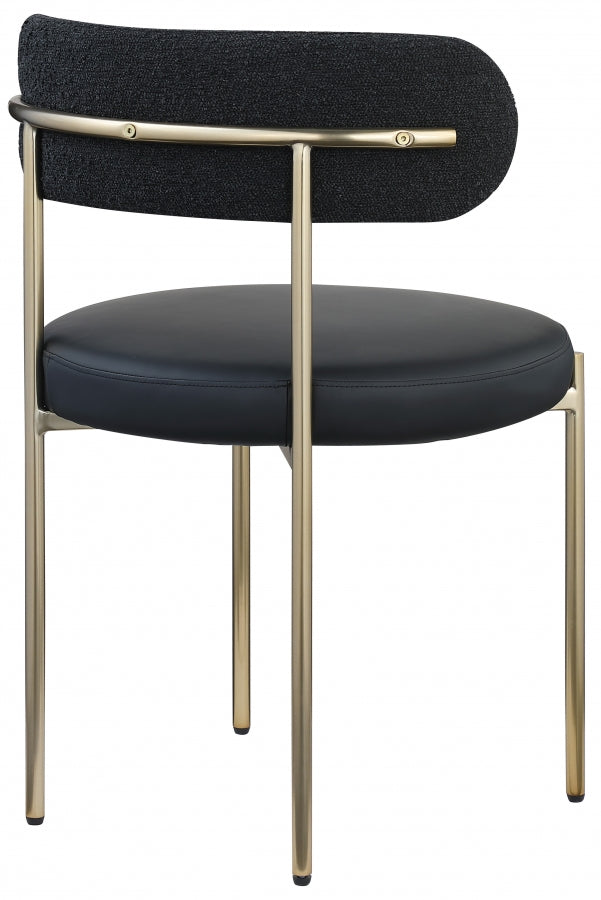 Beacon Vegan Leather And Boucle Fabric Upholstered Dining Chair in Black, Set of 2 - 886Black-C