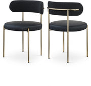 Beacon Vegan Leather And Boucle Fabric Upholstered Dining Chair in Black, Set of 2 - 886Black-C