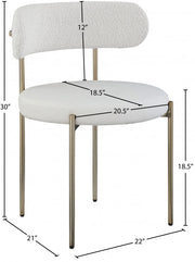 Beacon Vegan Leather And Boucle Fabric Upholstered Dining Chair in Cream, Set of 2 - 886Cream-C