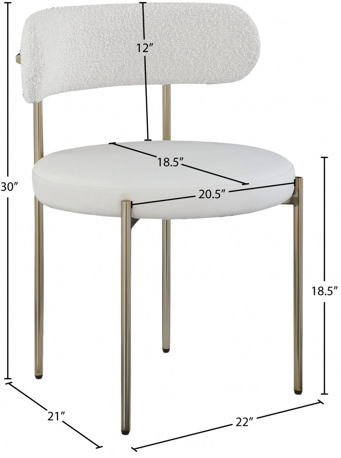 Beacon Vegan Leather And Boucle Fabric Upholstered Dining Chair in Cream, Set of 2 - 886Cream-C