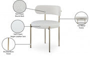 Beacon Vegan Leather And Boucle Fabric Upholstered Dining Chair in Cream, Set of 2 - 886Cream-C