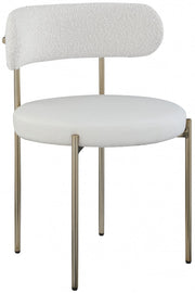 Beacon Vegan Leather And Boucle Fabric Upholstered Dining Chair in Cream, Set of 2 - 886Cream-C