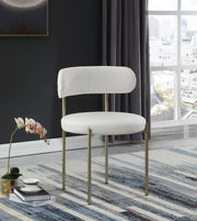 Beacon Vegan Leather And Boucle Fabric Upholstered Dining Chair in Cream, Set of 2 - 886Cream-C