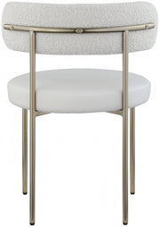 Beacon Vegan Leather And Boucle Fabric Upholstered Dining Chair in Cream, Set of 2 - 886Cream-C