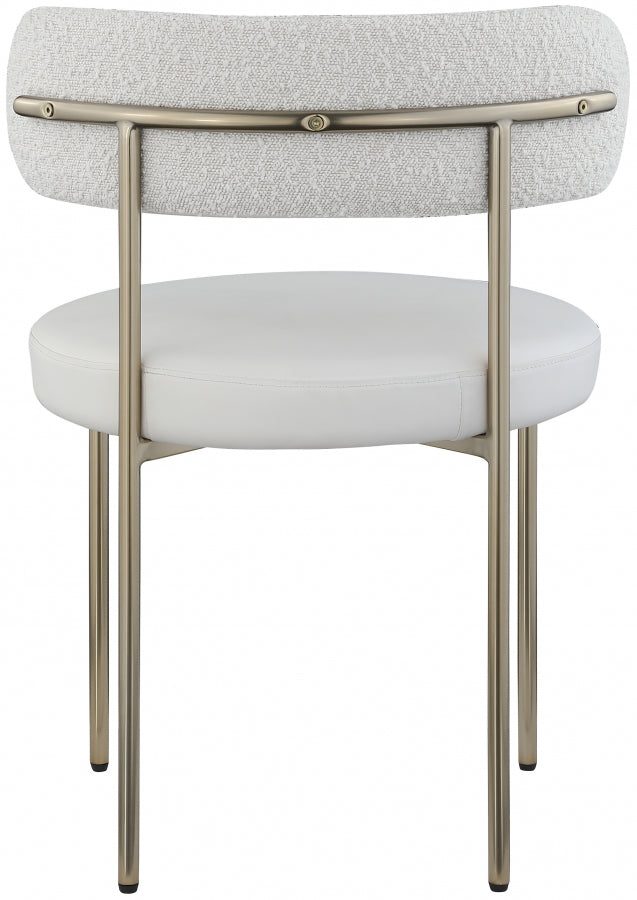 Beacon Vegan Leather And Boucle Fabric Upholstered Dining Chair in Cream, Set of 2 - 886Cream-C