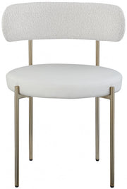 Beacon Vegan Leather And Boucle Fabric Upholstered Dining Chair in Cream, Set of 2 - 886Cream-C