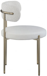 Beacon Vegan Leather And Boucle Fabric Upholstered Dining Chair in Cream, Set of 2 - 886Cream-C