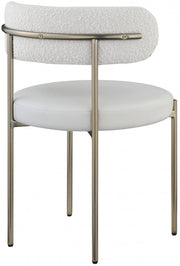 Beacon Vegan Leather And Boucle Fabric Upholstered Dining Chair in Cream, Set of 2 - 886Cream-C