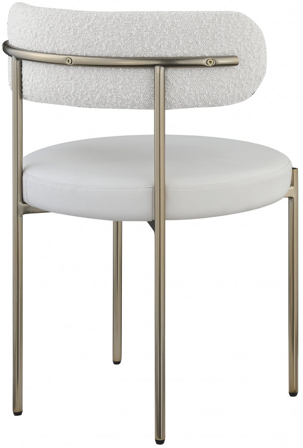 Beacon Vegan Leather And Boucle Fabric Upholstered Dining Chair in Cream, Set of 2 - 886Cream-C