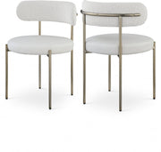 Beacon Vegan Leather And Boucle Fabric Upholstered Dining Chair in Cream, Set of 2 - 886Cream-C
