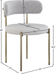 Beacon Vegan Leather And Boucle Fabric Upholstered Dining Chair in Taupe, Set of 2 - 886Taupe-C