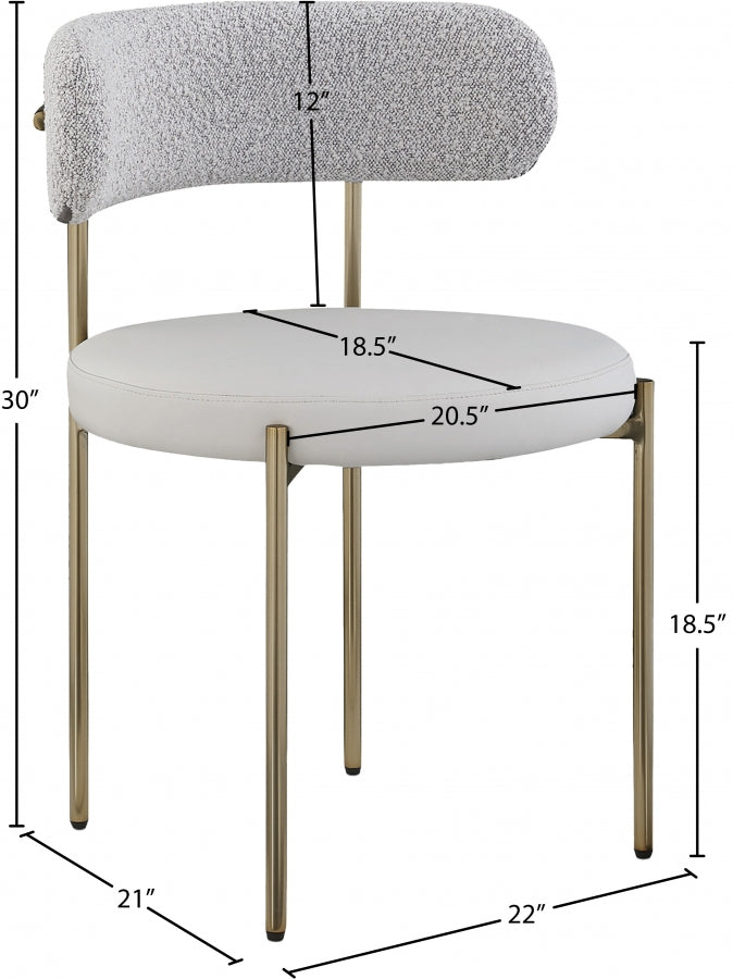 Beacon Vegan Leather And Boucle Fabric Upholstered Dining Chair in Taupe, Set of 2 - 886Taupe-C