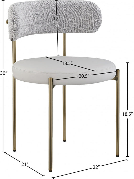 Beacon Vegan Leather And Boucle Fabric Upholstered Dining Chair in Taupe, Set of 2 - 886Taupe-C