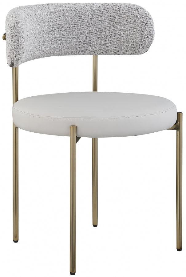 Beacon Vegan Leather And Boucle Fabric Upholstered Dining Chair in Taupe, Set of 2 - 886Taupe-C