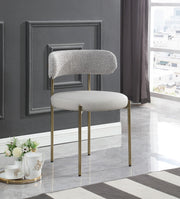 Beacon Vegan Leather And Boucle Fabric Upholstered Dining Chair in Taupe, Set of 2 - 886Taupe-C