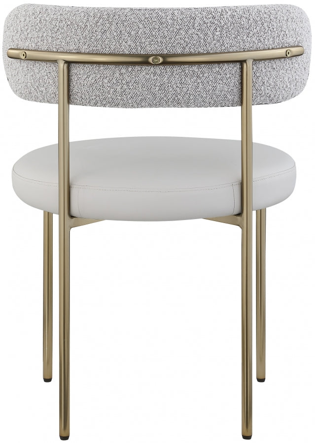 Beacon Vegan Leather And Boucle Fabric Upholstered Dining Chair in Taupe, Set of 2 - 886Taupe-C