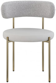 Beacon Vegan Leather And Boucle Fabric Upholstered Dining Chair in Taupe, Set of 2 - 886Taupe-C