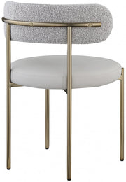 Beacon Vegan Leather And Boucle Fabric Upholstered Dining Chair in Taupe, Set of 2 - 886Taupe-C