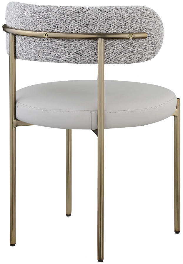 Beacon Vegan Leather And Boucle Fabric Upholstered Dining Chair in Taupe, Set of 2 - 886Taupe-C