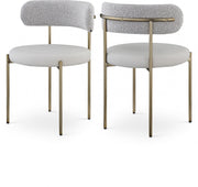 Beacon Vegan Leather And Boucle Fabric Upholstered Dining Chair in Taupe, Set of 2 - 886Taupe-C