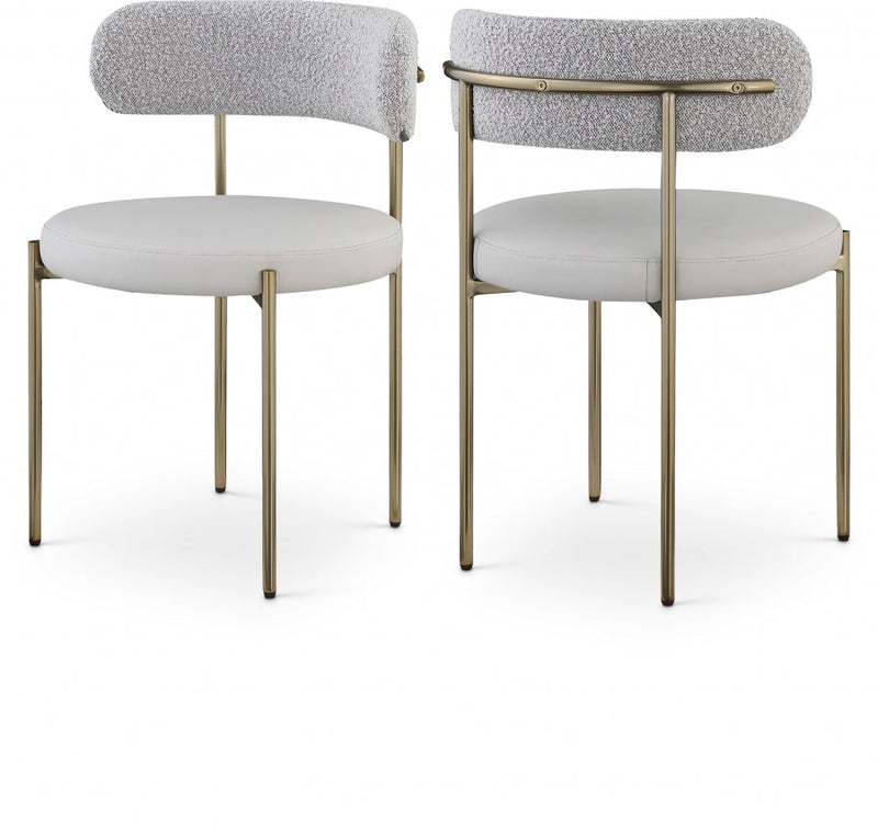 Beacon Vegan Leather And Boucle Fabric Upholstered Dining Chair in Taupe, Set of 2 - 886Taupe-C