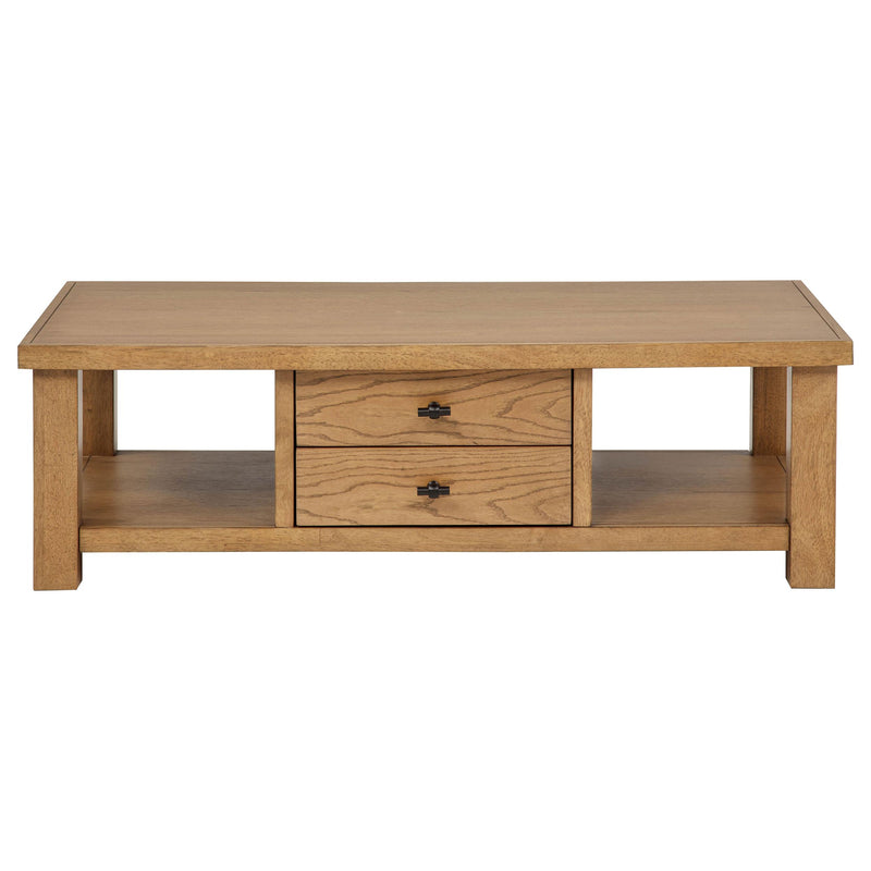 Beasley 2-Drawer Wood Coffee Table Golden Oak - 723328