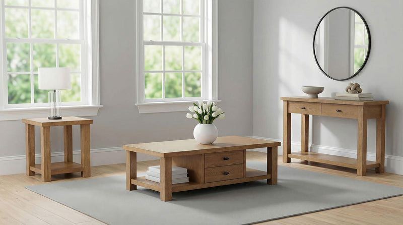 Beasley 2-Drawer Wood Console Table Golden Oak - 723329
