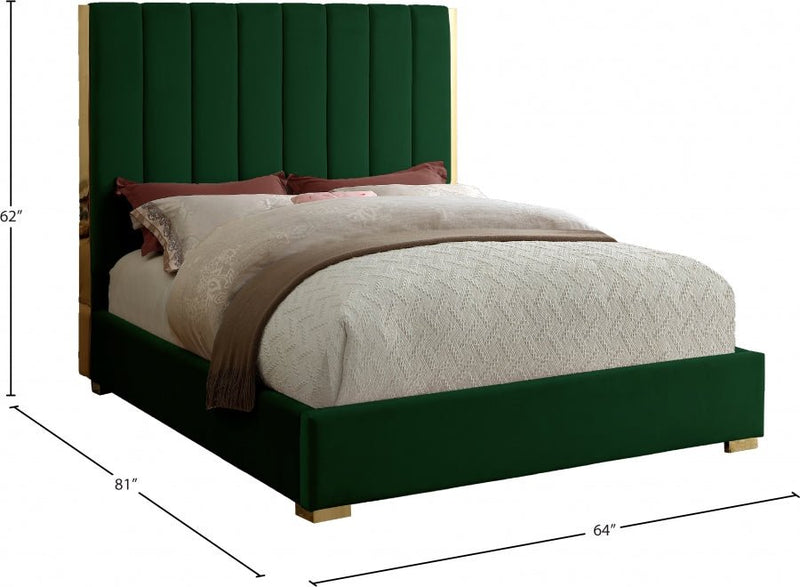 Becca Velvet Full Bed Green - BeccaGreen-F
