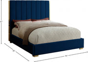Becca Velvet King Bed Blue - Gate FurnitureKing Bed