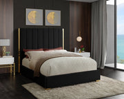 Becca Velvet Queen Bed Black - Gate FurnitureQueen Bed