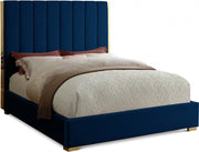 Becca Velvet Queen Bed Blue - Gate FurnitureQueen Bed