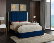 Becca Velvet Queen Bed Blue - Gate FurnitureQueen Bed