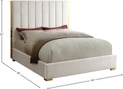 Becca Velvet Queen Bed Cream - Gate FurnitureQueen Bed