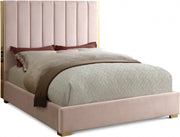 Becca Velvet Queen Bed Pink - Gate FurnitureQueen Bed