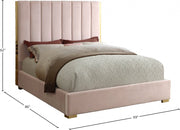 Becca Velvet Queen Bed Pink - Gate FurnitureQueen Bed