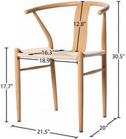 Beck Hand Woven Rope Dining Chair in Natural, Set of 2 - 893Oak-C